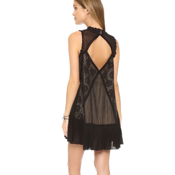 Free People Angel Lace Dress Woman’s XS High Neck Feminine Romantic Open Back - Picture 2 of 13